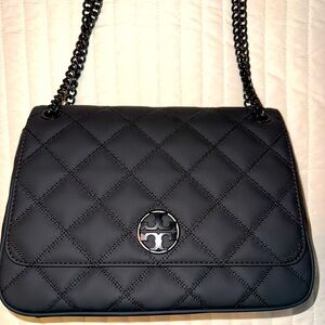 Authentic Tory Burch Willa Matte Black handbag